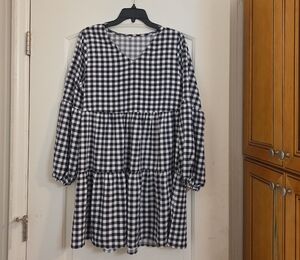 Black and White Gingham Midi Dress